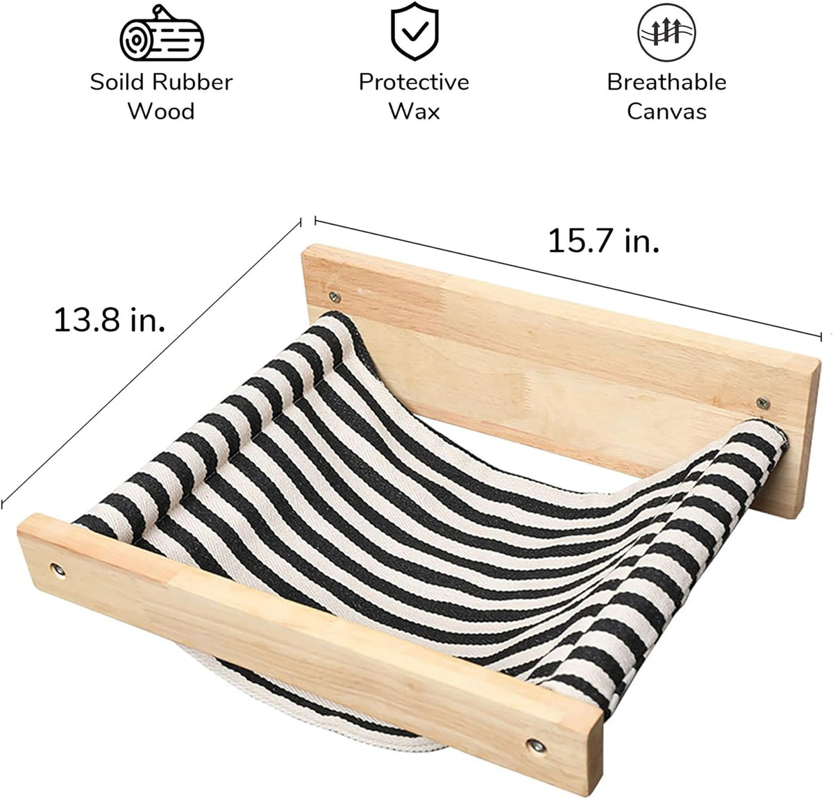 FUKUMARU Wall Mounted Cat Hammock – Essentials for Cats - M-Black Stripe - image 2
