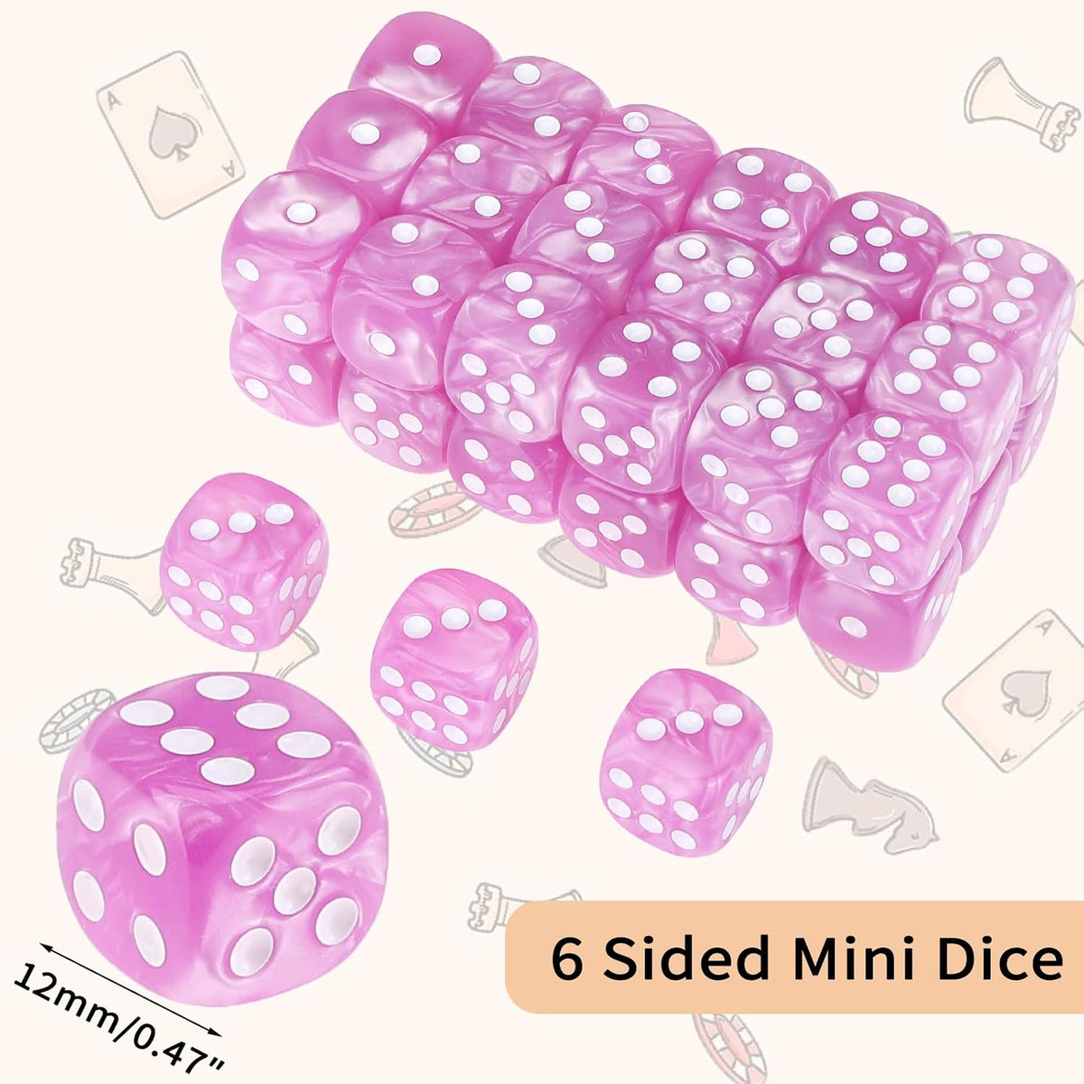 24 of Pack 16MM 6 Sided Dice Set, Two Colours D6 Game Dice Set - Light Purple Pearl - image 2