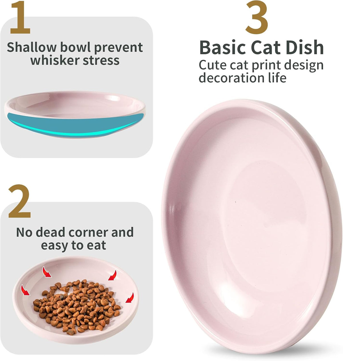 3 PCS Ceramic Cat Bowls, Small Dog Dish - Purple - image 4