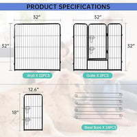 BestPet Dog Playpen Indoor 32 inch 24 Panels Metal Dog Pen Pet Dog Fence Outdoor Exercise Pen with Doors,Pet Puppy Playpen for RV Camping Yard, Black