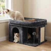 Heybly Cat Tree, 14" Cat Tower with Large Cat Bed & Condo HCT203SW – Essentials for Cats - 14 inch / Smoky Gray