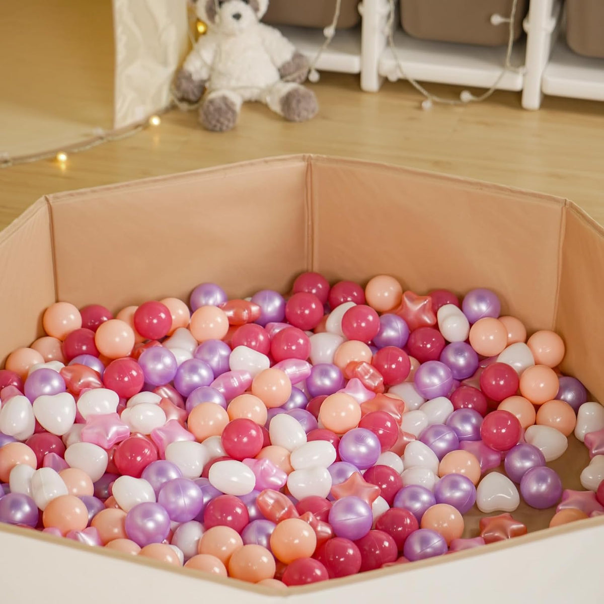 TRENDPLAY ball pit balls in star, heart and round shapes with pastel colors - view 29