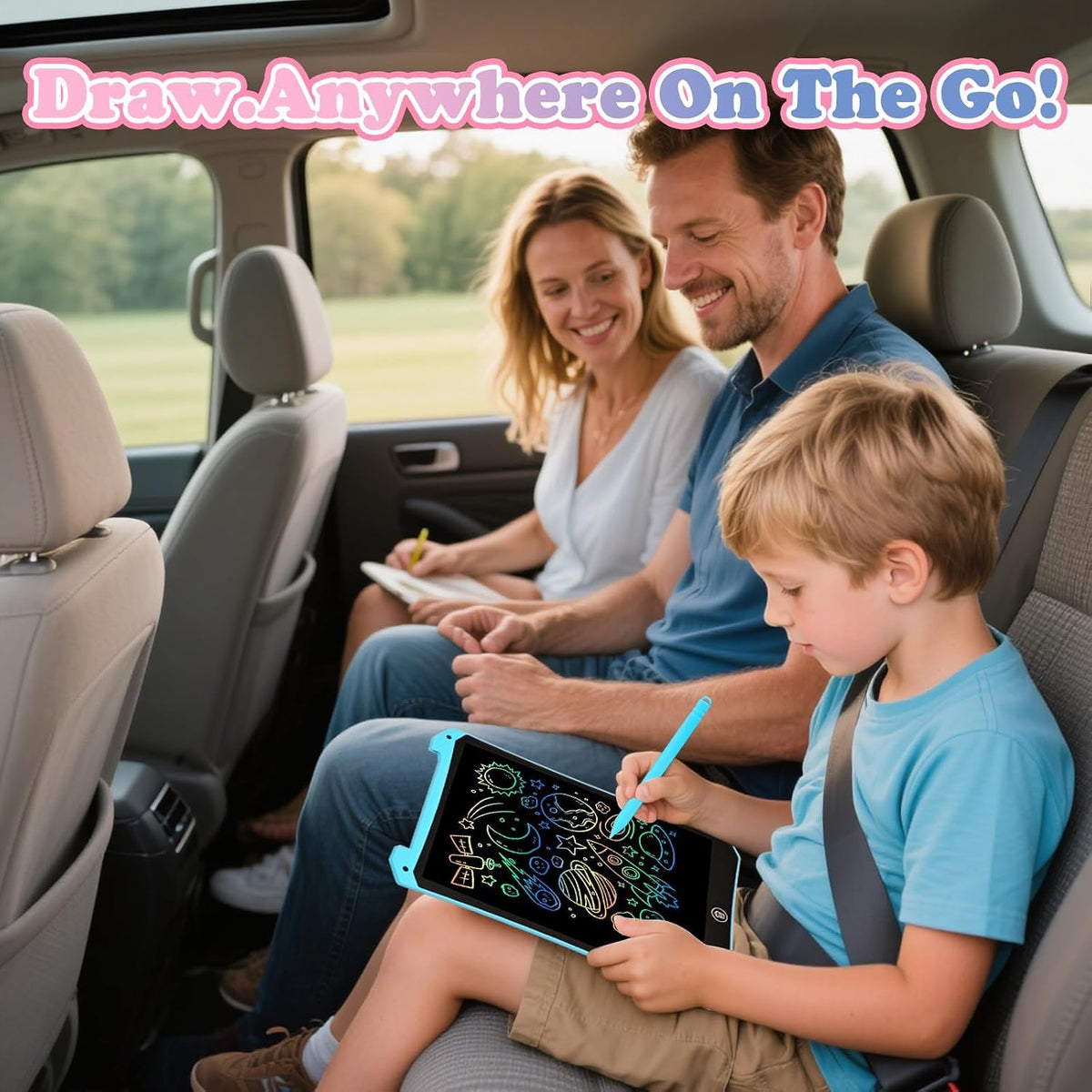 EooCoo Kids LCD Writing Tablet, Stocking Stuffers for Toddler - 10”pink&blue - image 4