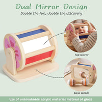 WOODENFUN Montessori spinning drum with rainbow sides and acrylic mirror for tummy time - view 2