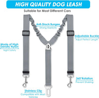 SlowTon Double Dog Seat Belt for Car with Elastic Bungee Buffer - G.Grey / 2 Small in 1 - image 3