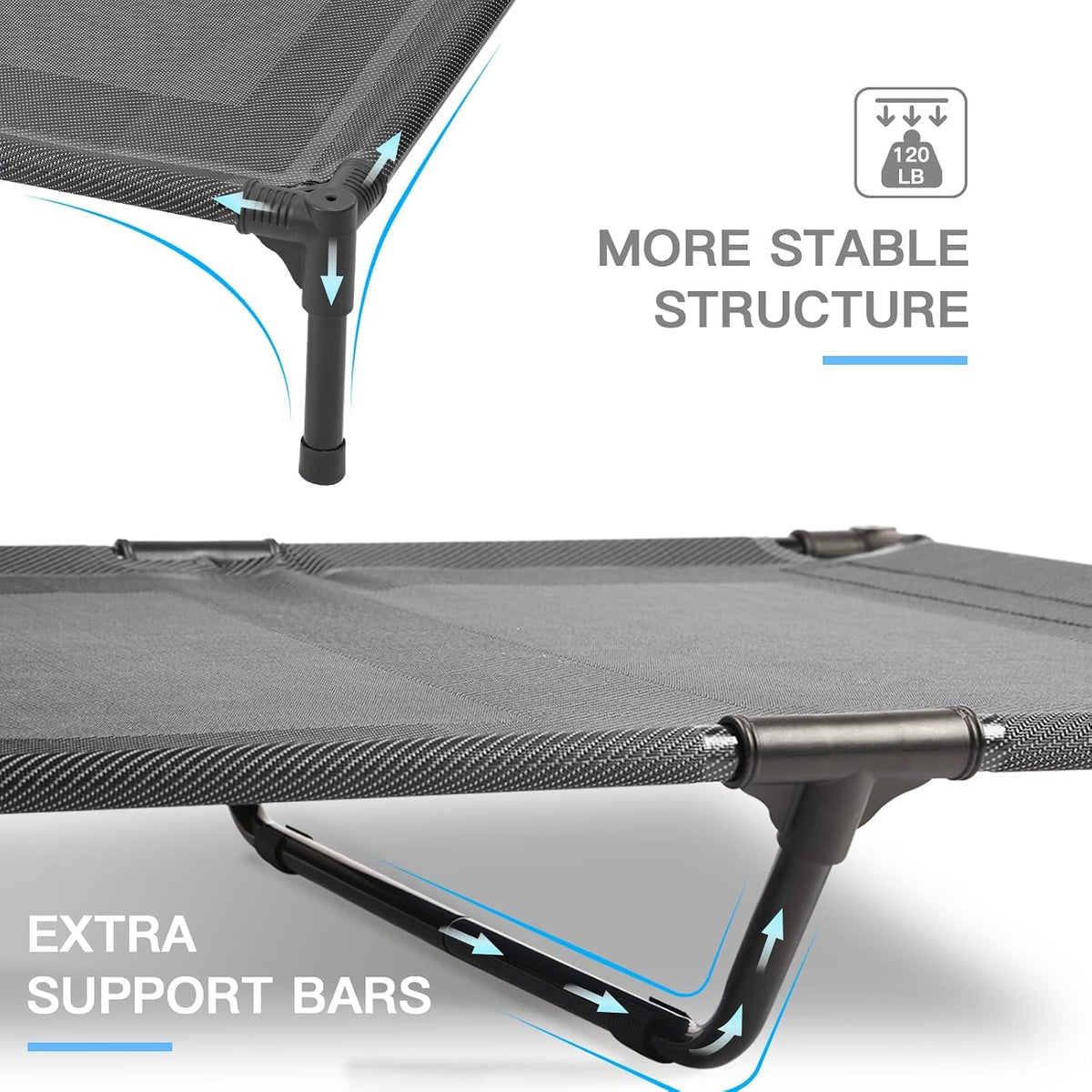 Elevated Dog Bed for Large Dogs 120lb - L (36"L x 30"W x 7"H) / Grey - image 2