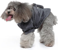 Pet Bathrobe Dog Pajama, Thickened Hooded - Grey / Medium - image 2