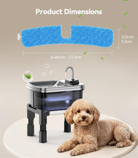 9L/2.38Gal Dog Water Fountain Elevated with 4-Height Adjustable Stand - 10 Filters + 10 Sponges - image 2