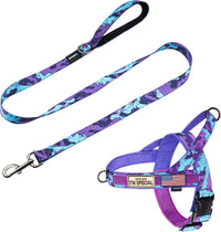 Annchwool No Pull Dog Harness with Soft Padded Handle - S / Camo Purple Set