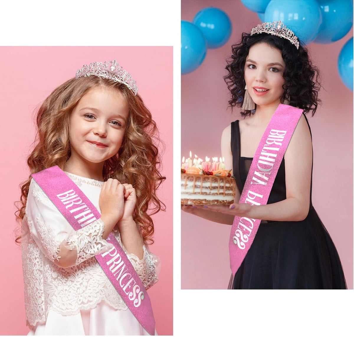 CIEHER Princess Crown and Birthday Sash Set - Pink - image 3