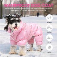 Dog Coat Waterproof Dog Jacket Fullbody Dogs Winter Coat Snowsuit – Essentials for Dogs - Pink / Small - image 2