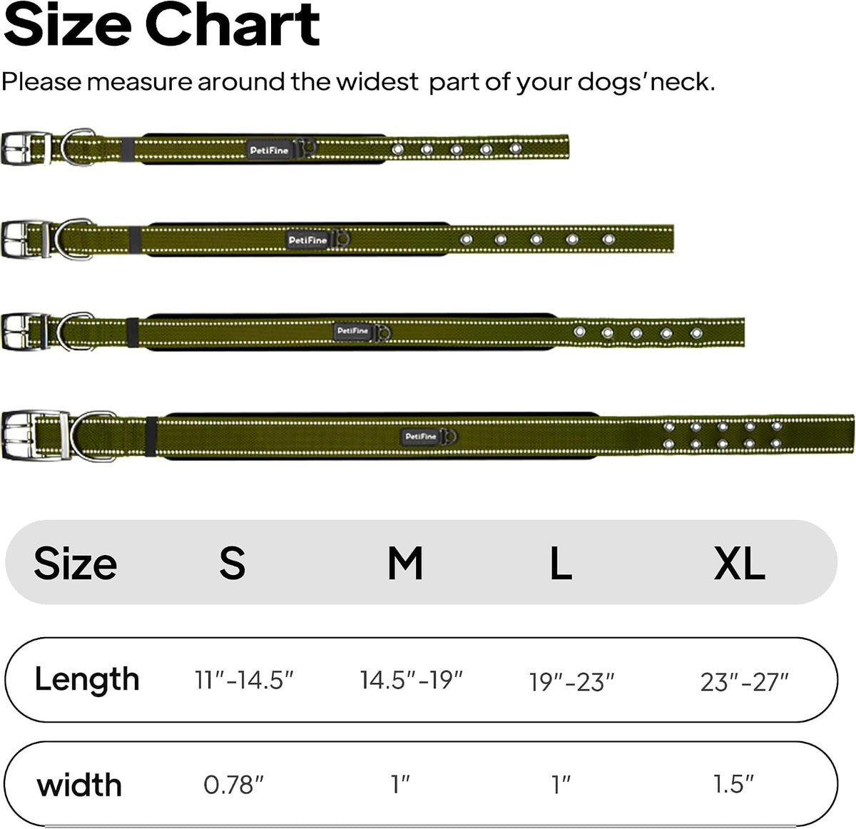 PetiFine Dog Collars for Medium Dogs - Green / Large (19"-23") - image 4