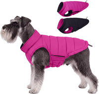 Lelepet Reversible Dog Coat Windproof Dog Jacket Lightweight Puffer - Extra Small / Rose Red