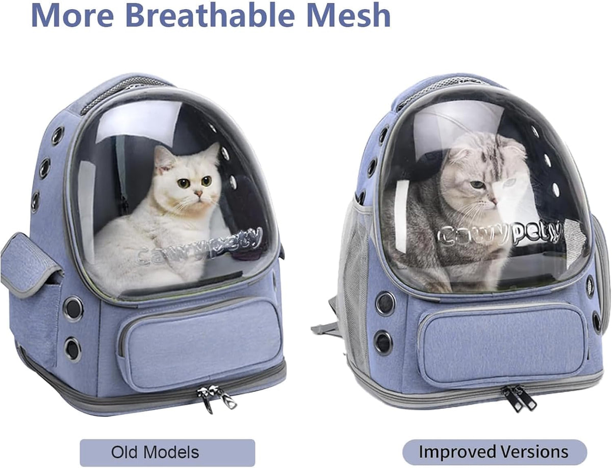 Cat Backpack Carrier, Breathable Cat Carrier Large Space Bubble Pet Backpack for Kitty Small Dog up - Blue - image 3