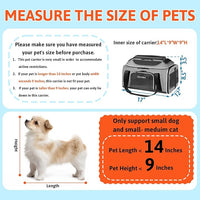 Petskd Top-Expandable Pet Carrier 17x12x8.5 Inches JetBlue Allegiant Spirit Airline Approved, Soft-Sided Carrier for Small Cats and Dogs with Locking Safety Zippers and Anti-Scratch Mesh(Grey)