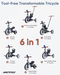 RIDYEE 5-in-1 toddler tricycle with parent push handle and harness seat - view 4