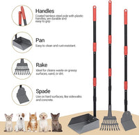 Heeyoo Dog Pooper Scooper, Dog Poop Tray and Rake Set, Pet Waste Removal Scoop with Long Adjustable Sectional Stainless Handles