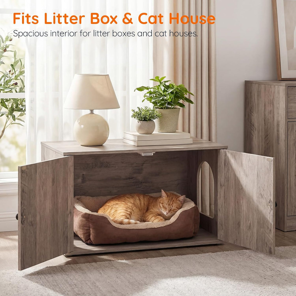HOOBRO Cat Litter Box Enclosure - Greige - image 3