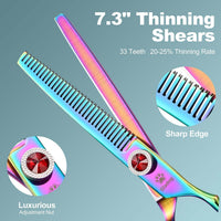 Dog Grooming Scissors Kit with Safety Round Tips - Pro Rainbow - image 3