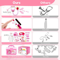 PJG 24 piece pink toddler doctor play kit with stethoscope and storage box - view 7
