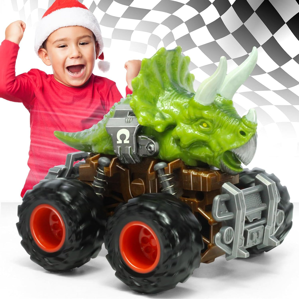 Oriate Friction Powered Dinosaur ATV Toy Cars for Children - Triceratops 1