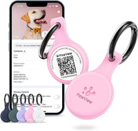 QR & NFC Pet ID Tag, Silent Silicone Dog Name Tag - Pink