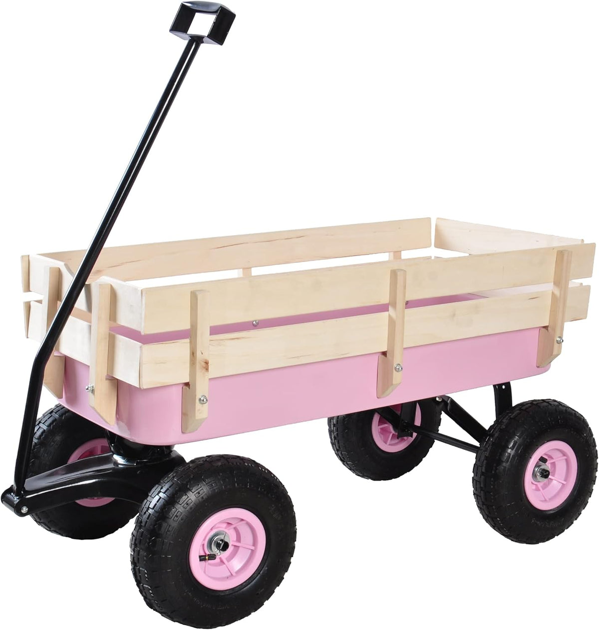 Sanch Ancha red steel and wood utility wagon with 10 inch air tires