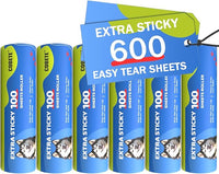 COBETE 6 Rollers Total 600 Sheets Extra Sticky Lint Roller Refills, for 6.3" Dog and Cat Lint Remover for Clothes, Couch, Furniture