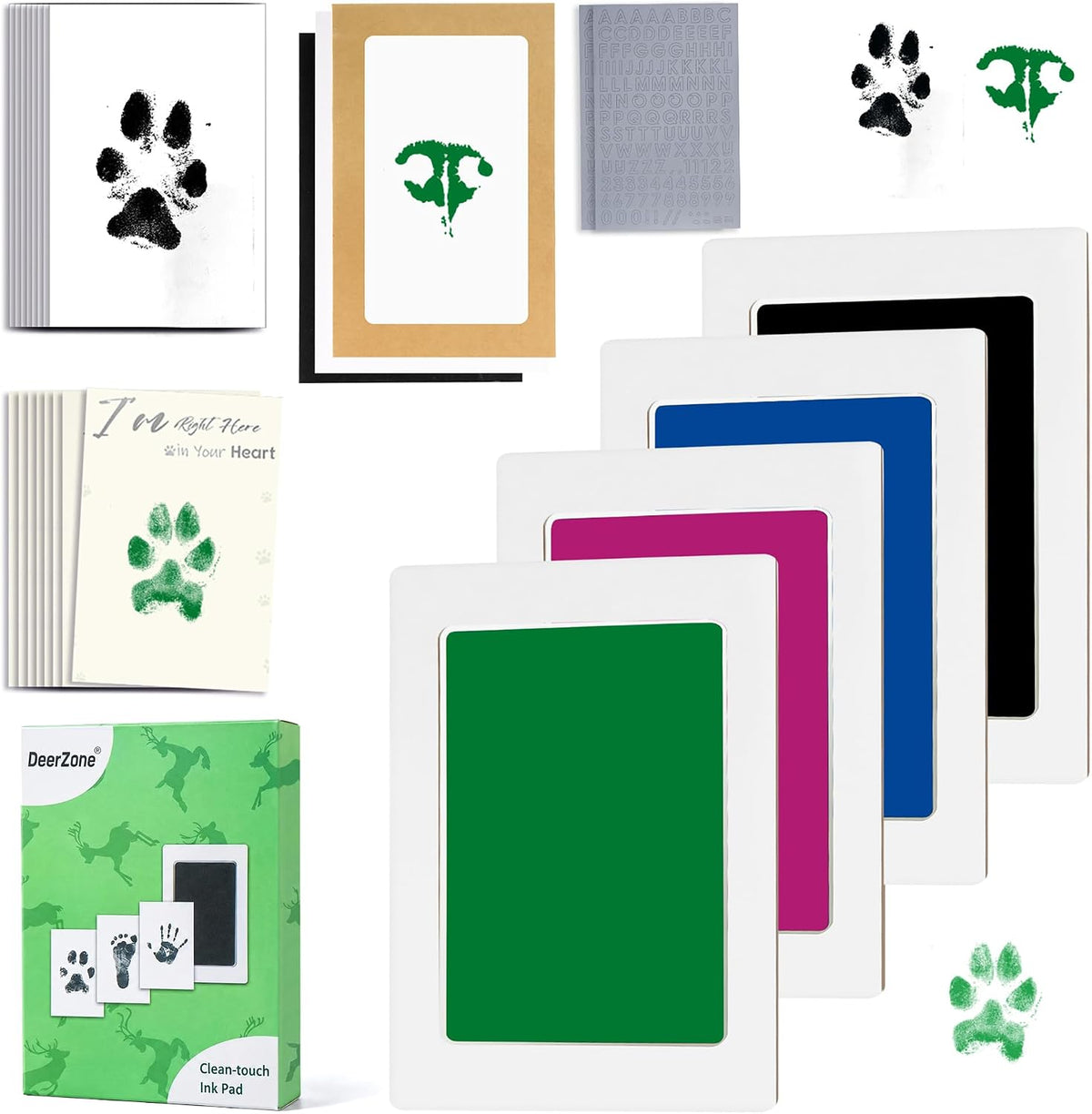Inkless Paw Print Kit, Dog Paw Print Kit, Dog Nose Print Kit - Colors / Medium-Large 4 Pack