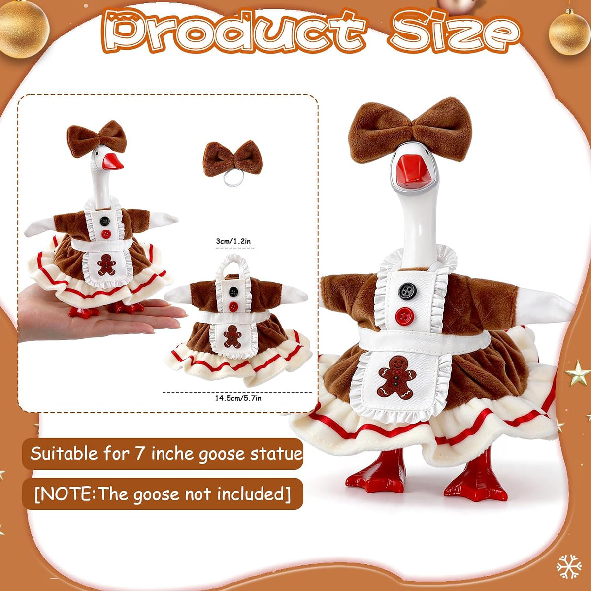 7 Inch Mini Desk Goose Outfits - Christmas Color(gingerbread Man) - image 3