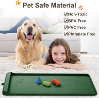 Dog Food Mat 36"x24" - Silicone Dog Mat for Food and Water Large Pet Feeding Mats with Residue - Khaki Green / 36"L x 24"W - image 3