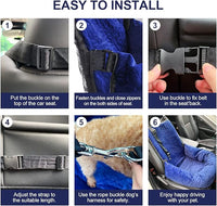 Dog Car Seat for Small Medium Dogs Up to 40lbs, Detachable Washable Soft Pet Booster Travel Bed for Front & Blue Seat with Safety Leash Belt