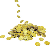 The Dreidel Company plastic gold coins, 50 pack of pirate doubloons for party favors - view 7