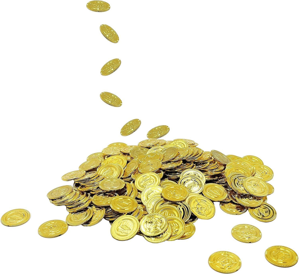 The Dreidel Company plastic gold coins, 50 pack of pirate doubloons for party favors - view 7