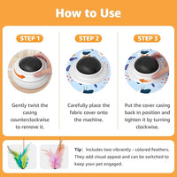 Interactive Cat Toys Rechargeable: Interactive Cats Toy with Chime - Automatic Cat Toys for Indoor Cats, Hide and Seek Toy with Motion, Moving Feather, USB,Blue