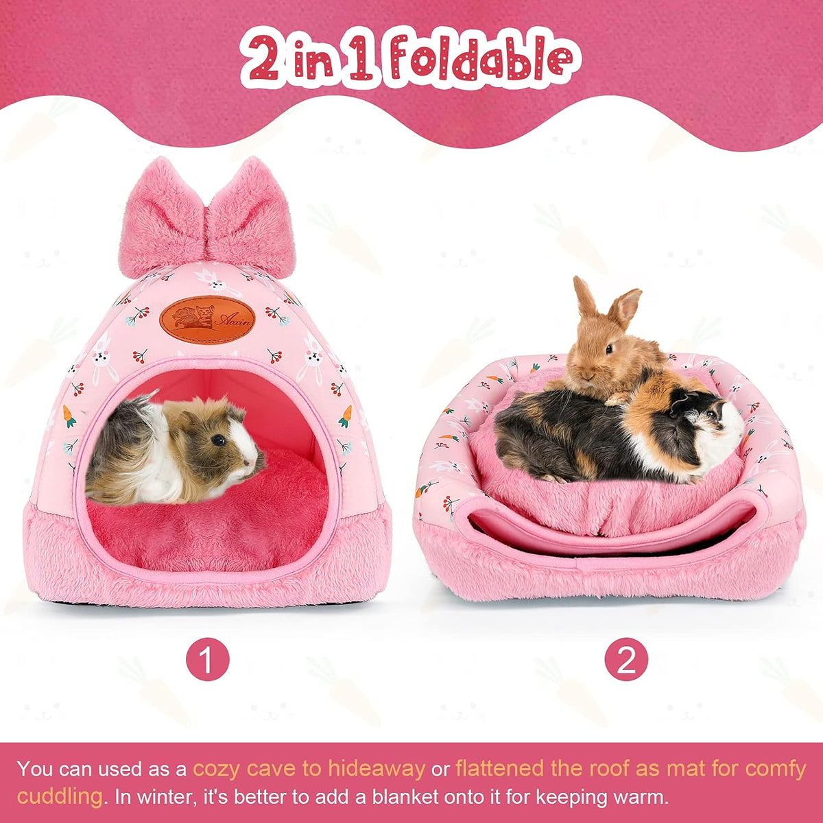 YUEPET Bunny Hideout House, Rabbit Bed - Carrot - image 4