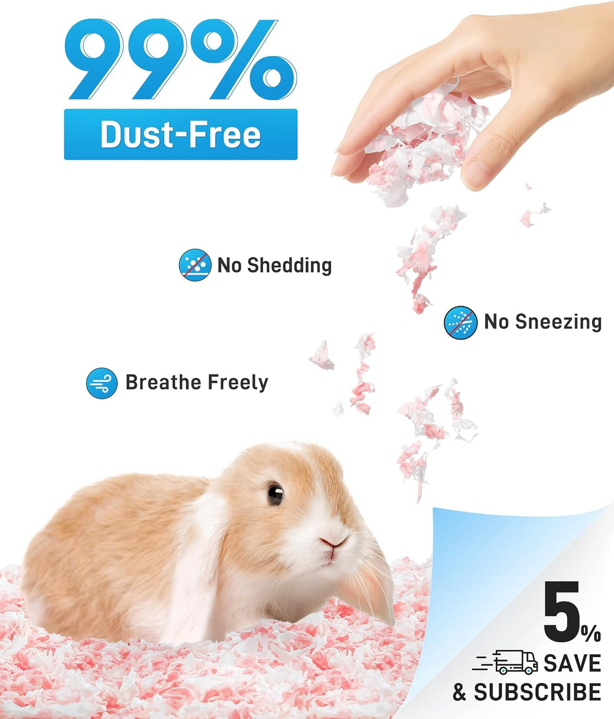 BUCATSTATE Hamster Bedding 15L, 99% Dust-Free Paper Bedding - Rosy / 70L - image 2