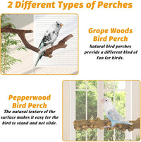 Natural Parrot Perch Bird Stand Pole Wild Grape Stick Paw Grinding - Sichuan Pepper Wood+Grape Stick 5 Pcs - image 4