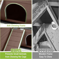 GUTINNEEN Rabbit Hutch Bunny House, 36.6" L Rabbit Cage with Anti Chewing Ramp, Guinea Pig Cage with Cooling Galvanized Sheet, Detachable Legs(Brown)