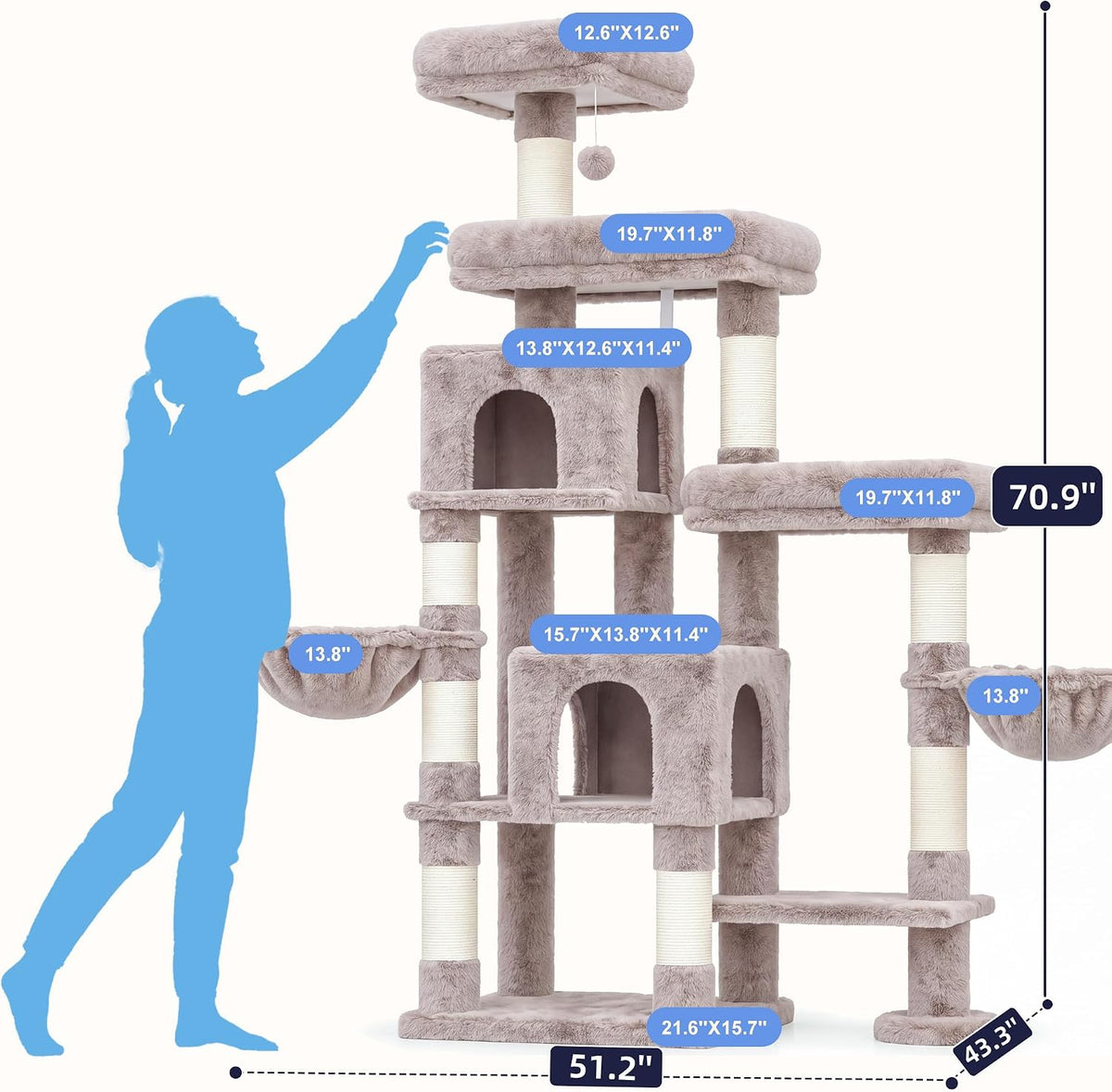 Hey-brother Cat Tree Tower with Stable Extended Base - Muchroom - image 2
