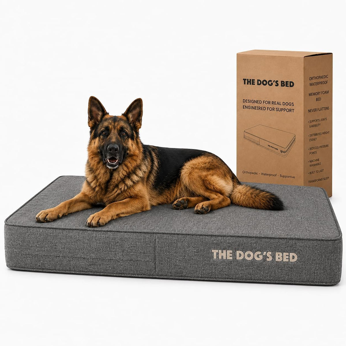 The Dog’s Bed Orthopedic Memory Foam Dog Bed - Grey Linen / XL Beds (6" deep)
