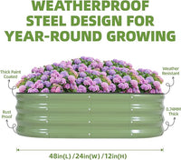 G GOOD GAIN Galvanized Metal Raised Garden Bed Kit - 4x2x1FT Outdoor Planter Box with Safety Edging and Gloves for Vegetables, Fruits, Flowers(Oliver Green, 2PC)