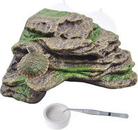 PINVNBY Basking Platform for Turtles Tortoise Dock Resin Resting Rock - 【L:7.1”Lx6.3”Wx2.7”H】 / 【brown】