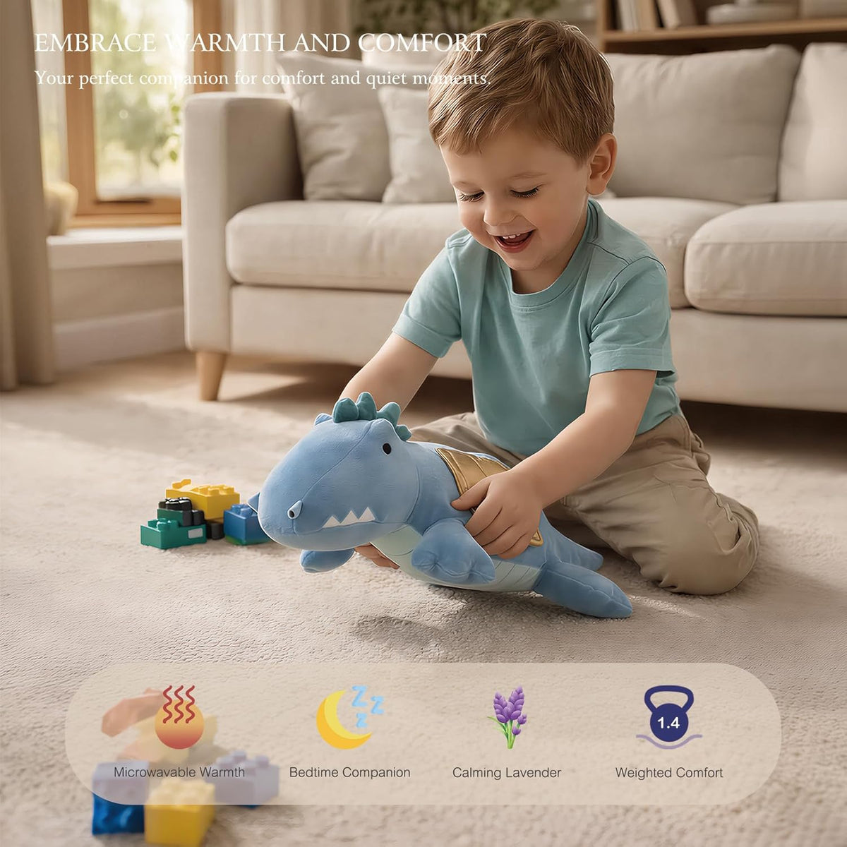 OSOCU purple stegosaurus microwavable plush, 16 inch weighted heating pad - view 18