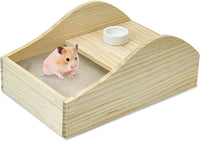 Extra Large Wood Hamster Sand Bath Box Small Animals Bathroom - With A Large Platform