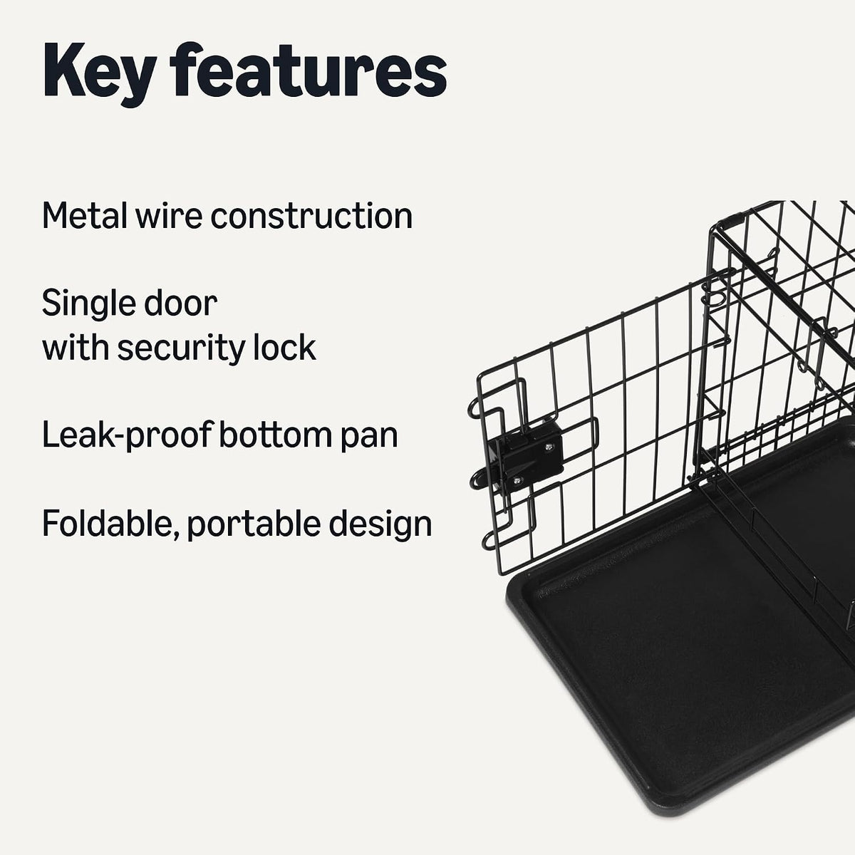 Amazon Basics Portable, Foldable Metal Wire Small Dog Crate with Removable Tray, Divider Panel - 18.0"L x 12.4"W x 15.0"H / Single Door no Divider - image 2
