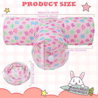 Bunny Tunnels & Tubes, 3-Way Collapsible Rabbit Hideout for Bunnies – Essentials for Small Pets - Pinkflower - image 4