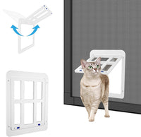 Dog Door for Screen Door, Cat Door Screen Small Dog Door Insert for Sliding Door Easy Install - 8.3" x 10.3" White Small