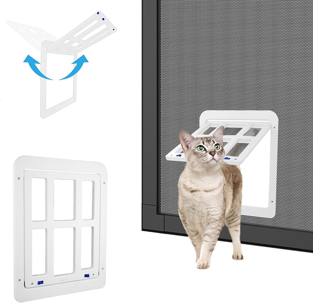 Dog Door for Screen Door, Cat Door Screen Small Dog Door Insert for Sliding Door Easy Install - 8.3" x 10.3" White Small