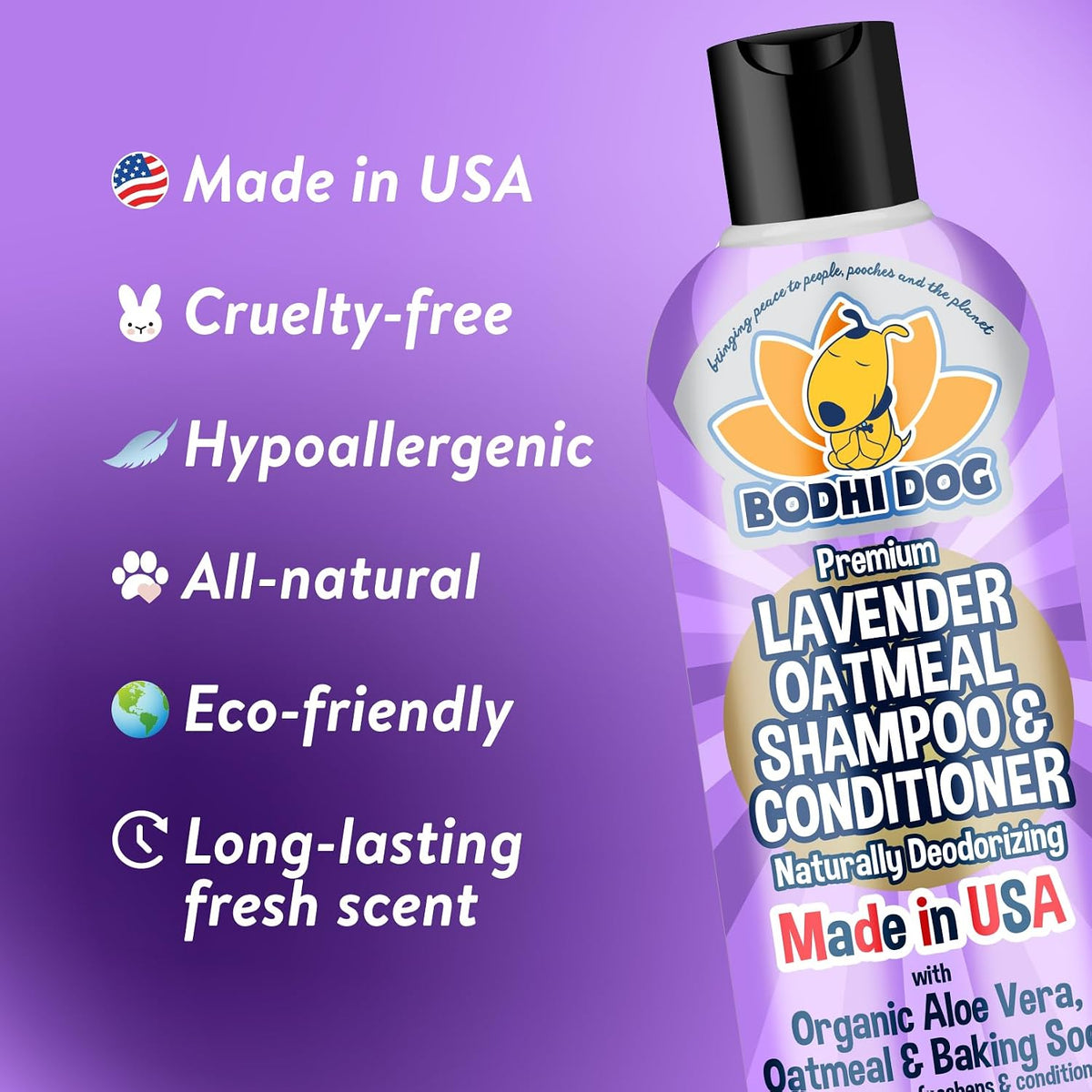 Bodhi Dog Skunk Shampoo | Skunk Smell Odor Remover Cleans & Deodorizes Using Essential Oils - Organic Lavender Oatmeal / 8 Fl Oz - image 2